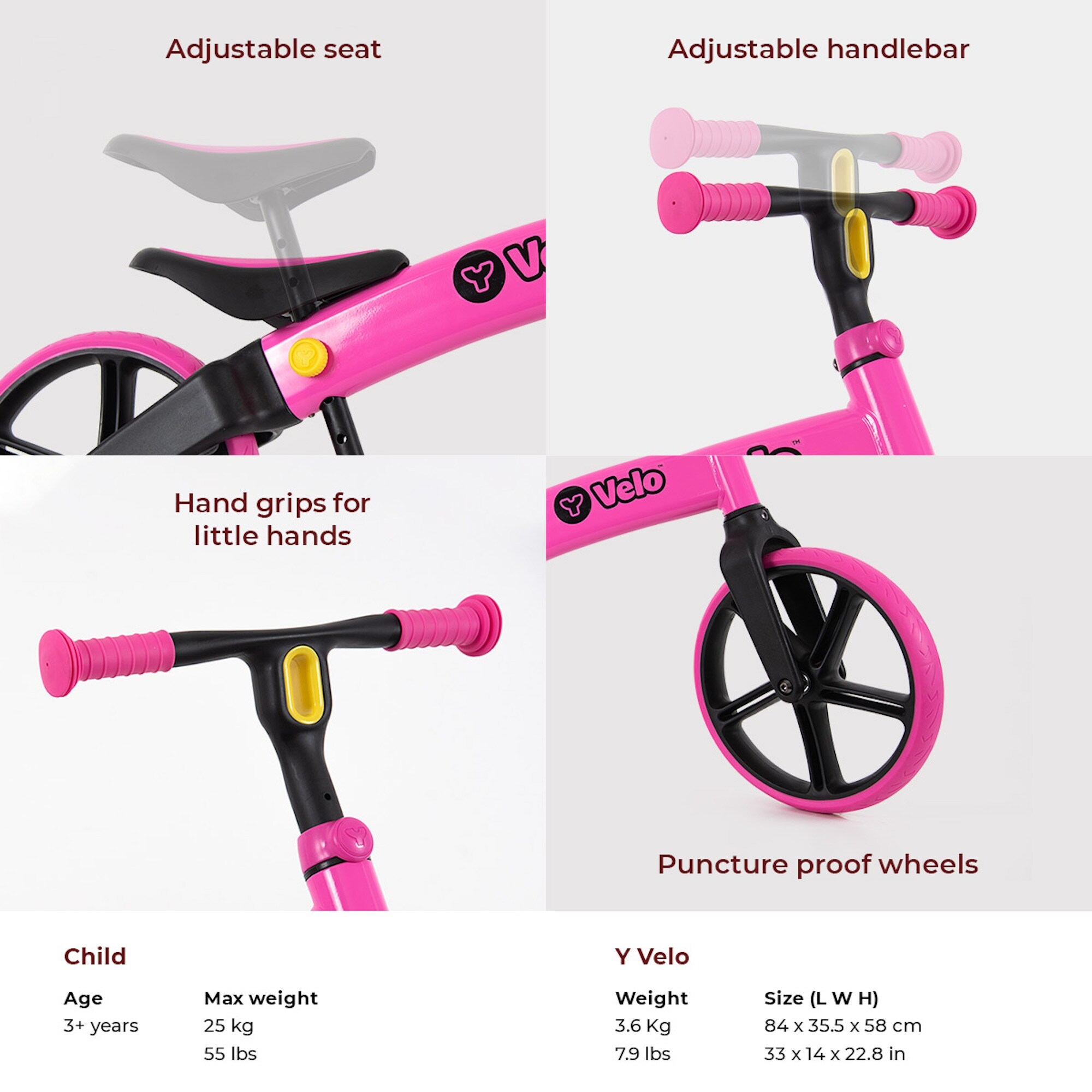 velo balance bike pink