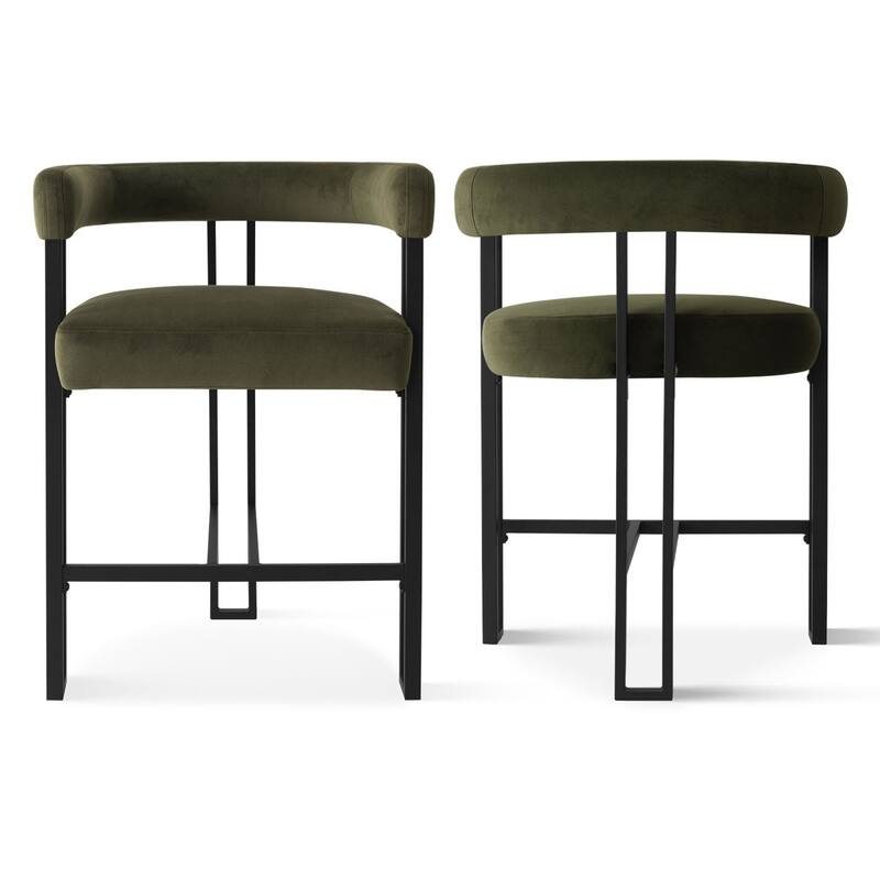 Velvet Upholstered Counter Stool