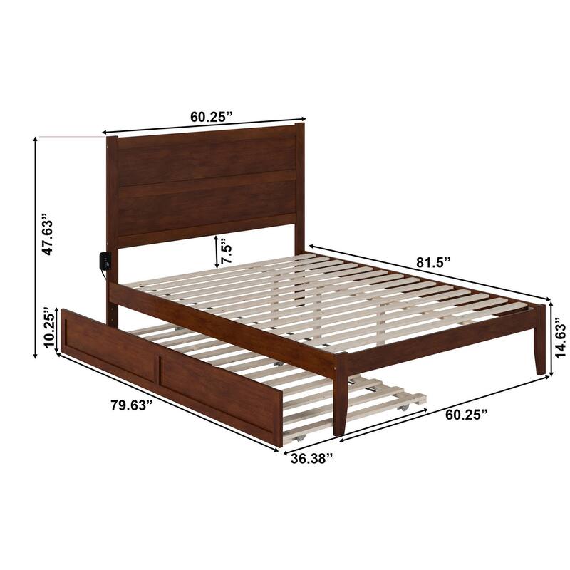 NoHo Queen Bed with Twin XL Trundle in Walnut