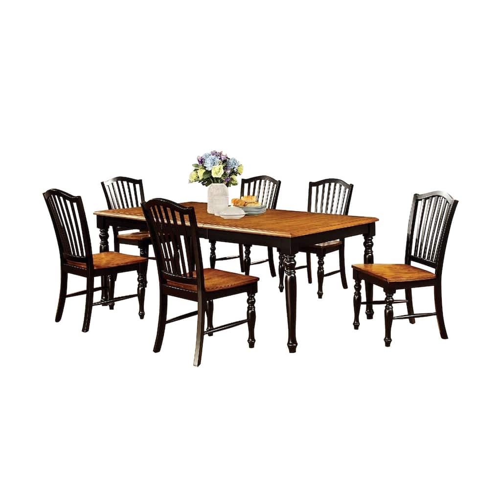 Dining Table Set in Black and Antique Oak Finish