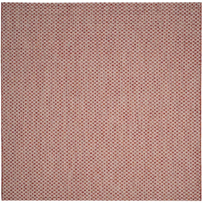 SAFAVIEH Courtyard Judi Indoor/ Outdoor Patio Backyard Rug - 6'7" x 6'7" Square - Rust/Light Grey