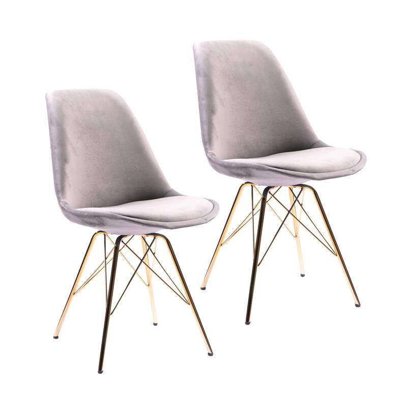 Porthos Home Alia Dining Chairs Set Of 2, Velvet And Gold Chrome Legs - Grey