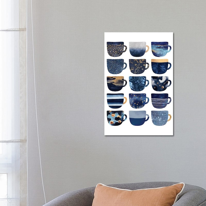 iCanvas "Pretty Blue Coffee Cups I" by Elisabeth Fredriksson Canvas Print - 26x18x1.5