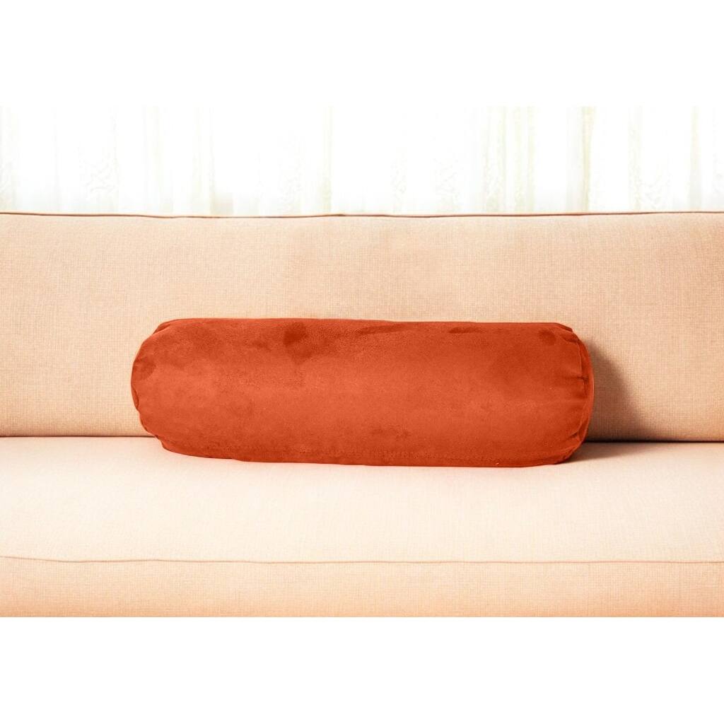 HomeRoots 8" X 20" Burnt Orange Bolster Microsuede Bolster Throw Pillow