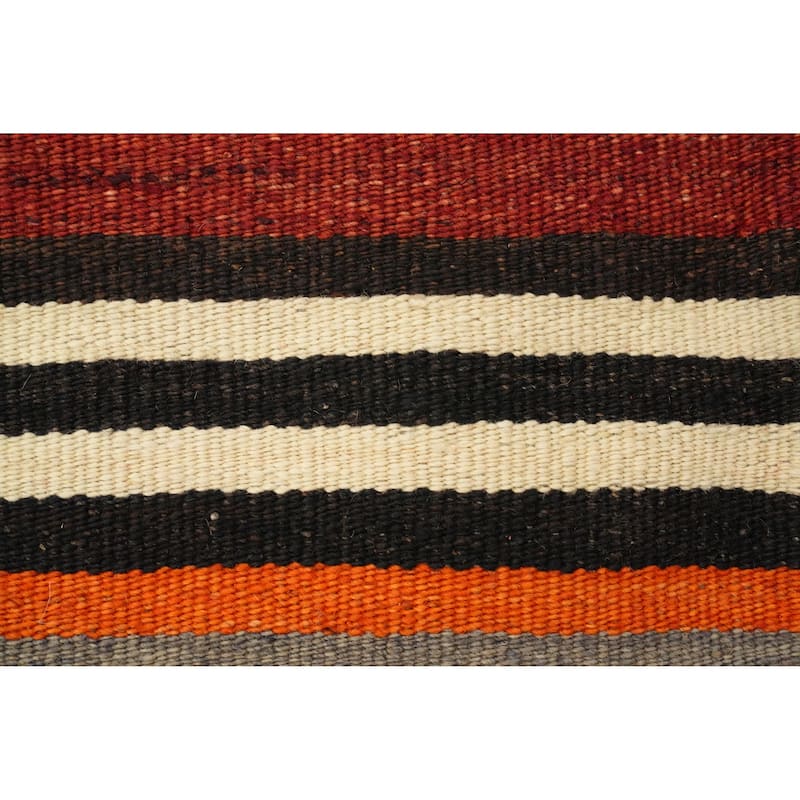 Hand Woven Oriental 100% Wool Carpet Southwestern Geometric Multi-Colored Kilim Area Rug - 9' 8'' X 4' 6''