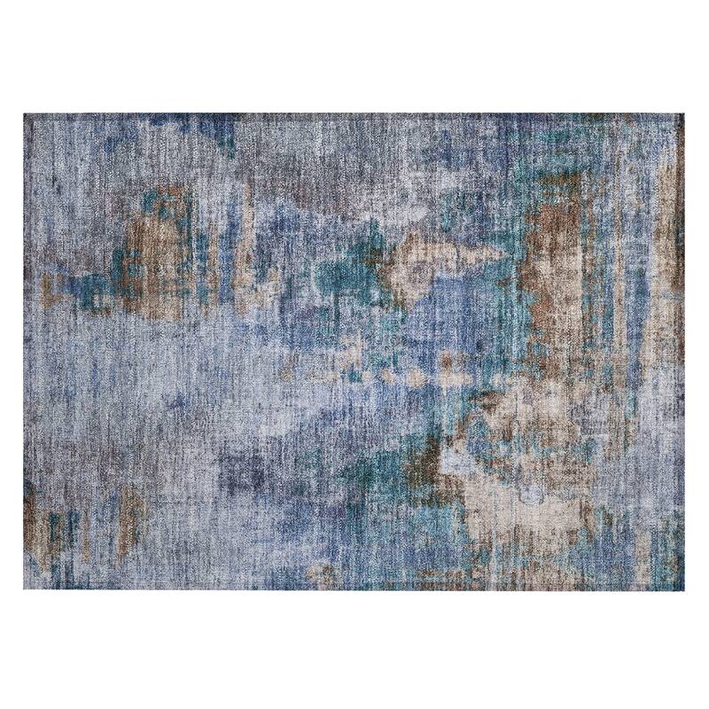 Machine Washable Indoor/ Outdoor Abstact Contemporary Chantille Rug