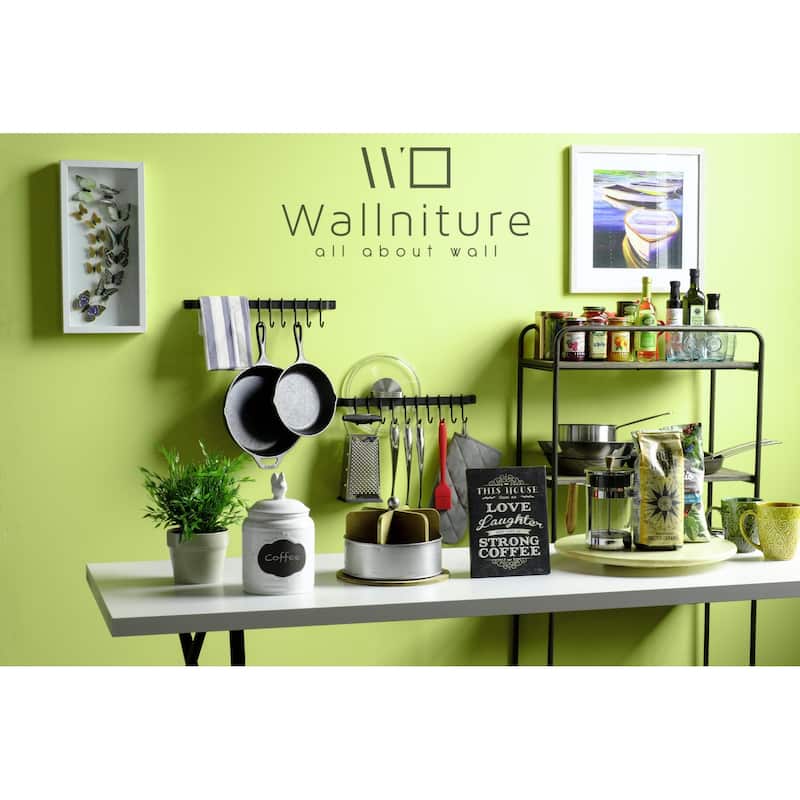 Wallniture Casto 17" Pot Rack with 10 Hooks, Steel Utensil Holder, Black