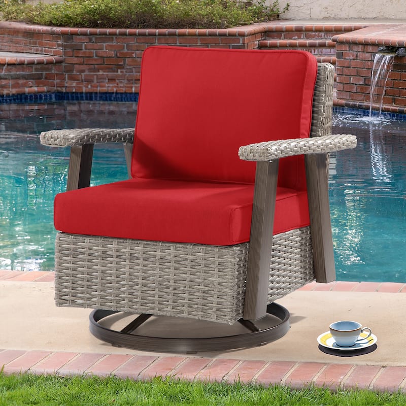 Cozywor Wicker Patio Outdoor Rocking Chair Swivel Lounge Chair