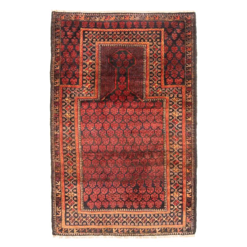 ECARPETGALLERY Hand-knotted Teimani Red Wool Rug - 3'0 x 4'8