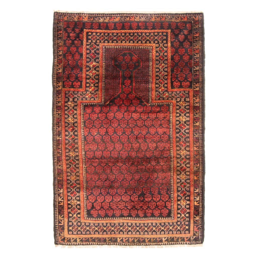 ECARPETGALLERY Hand-knotted Teimani Red Wool Rug - 3'0 x 4'8