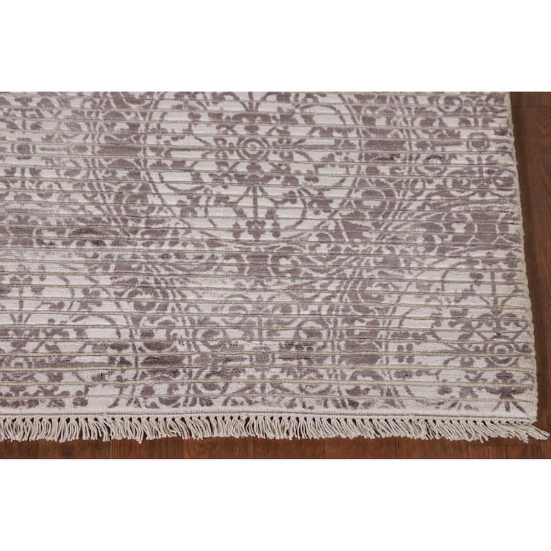 Ivory & Brown Modern Indian Abstract Accent Rug Handmade Wool Carpet - 3'0"x 5'1"