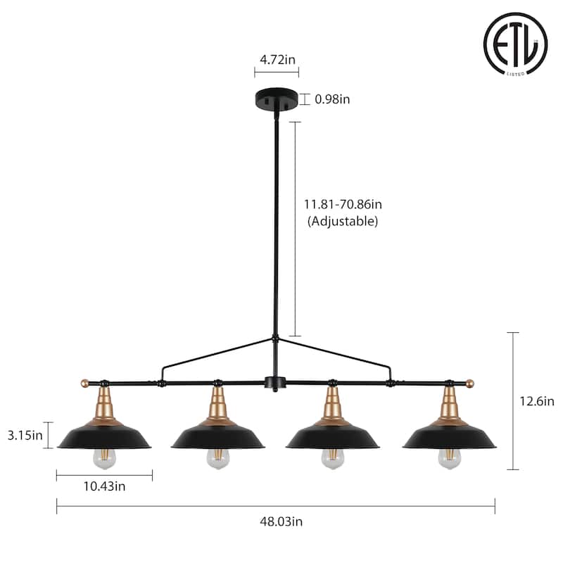 4/5-Light Industrial Linear Bowl-shaped Chandelier Lighting over Kitchen Table