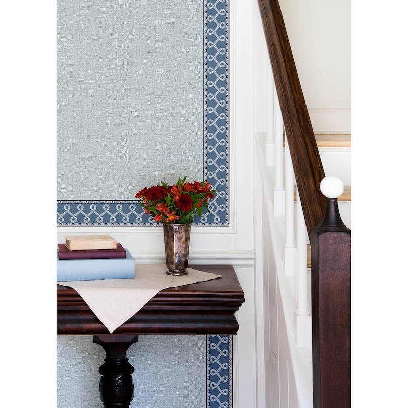 Chesapeake Scalloped Ribbon Blue Trim Wall Border