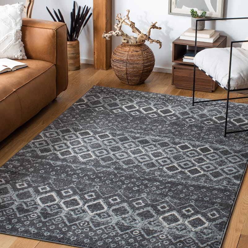 SAFAVIEH Amsterdam Bridget Moroccan Boho Rug - 9' x 12' - Dark Grey/Light Grey - Rectangle