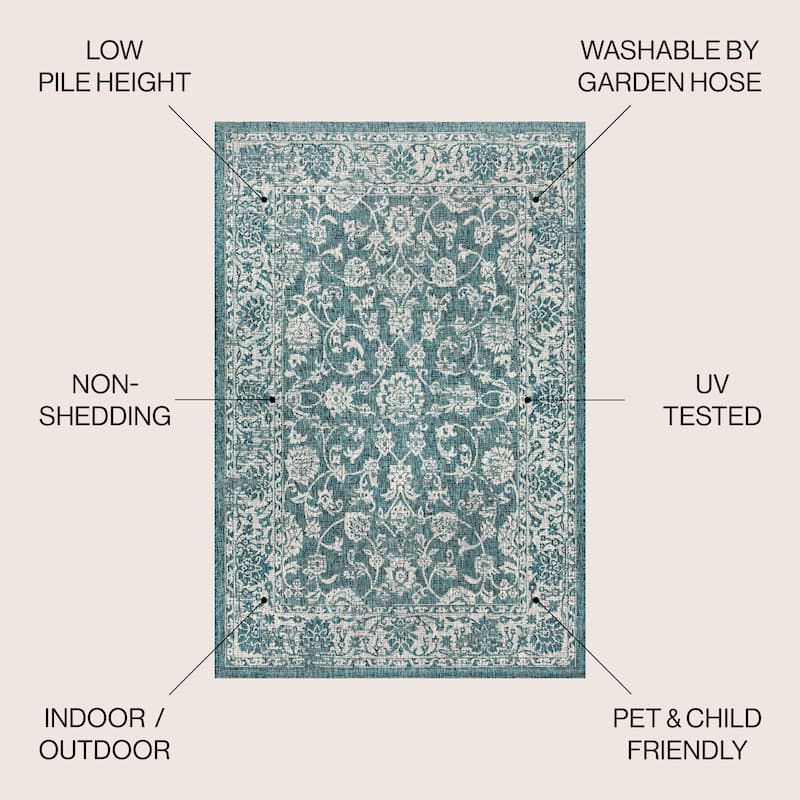 JONATHAN Y Sinjuri Bohemian Textured Weave Floral Indoor/Outdoor Area Rug