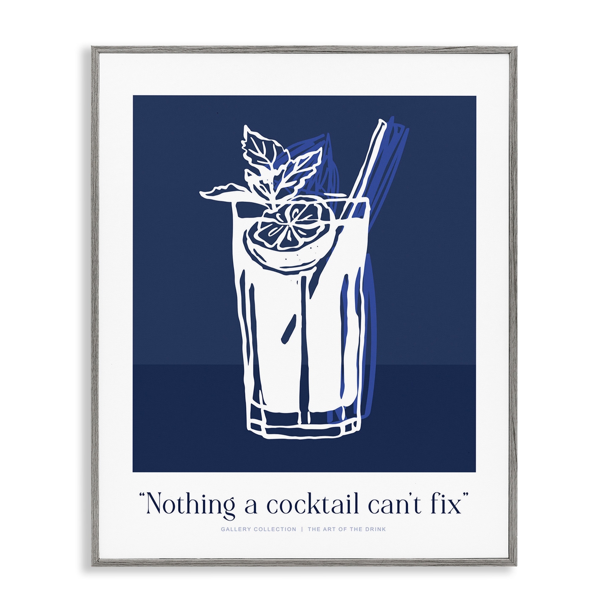 Stupell Nothing Cocktail Can't Fix Navy Framed Giclee Art Design By Lettered and Lined