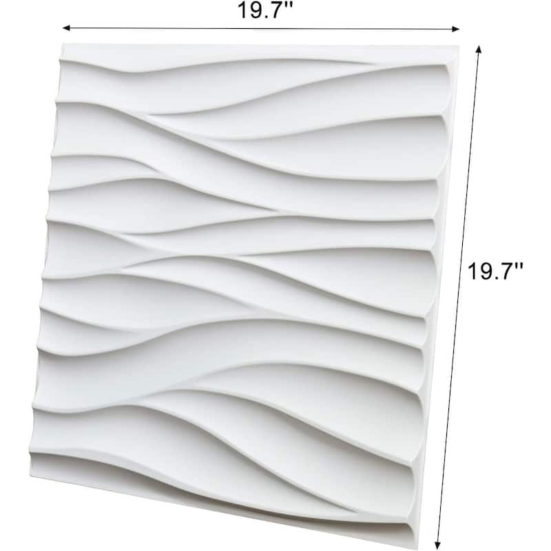Art3d 19.7''x19.7'' PVC 3D Wall Panels,White Wave Design,12 Panels,32sq ft