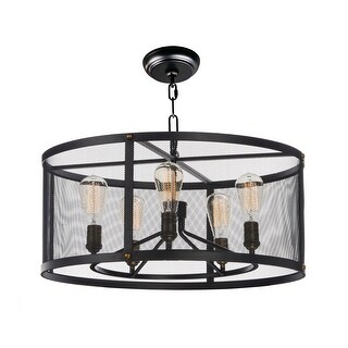 Palladium 5-light 24.25" Wide Steel Chandelier - black / natural aged brass