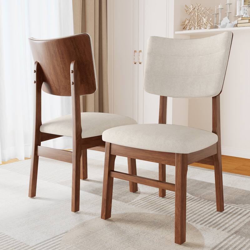 Set of 4 Upholstered Dining Chairs with Ergonomic Backrest, Reception Chair Lounge Chair Coffee Chair Side Chair - Beige Brown