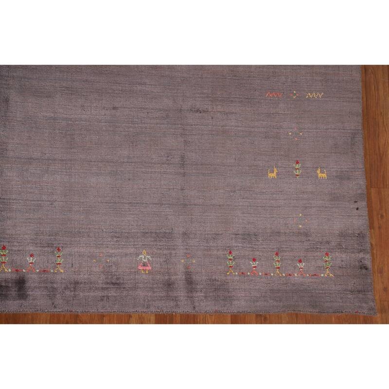 Brown Gabbeh Area Rug Handmade Wool Carpet - 8'1"x 9'10"