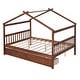 preview thumbnail 27 of 43, Full Size Wooden House Bed with Storage Drawers - Imaginative Kids Bed Frame