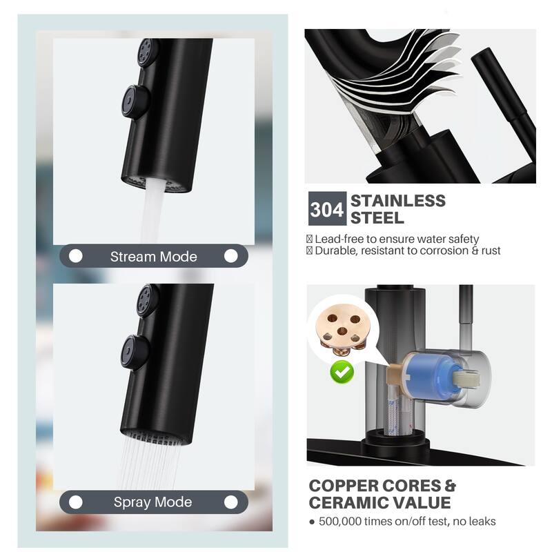 WOWOW Three Spray Mode Pull-Down Kitchen Faucet