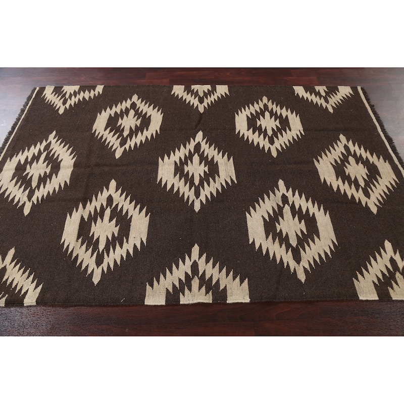 Natural Dye Kilim Tribal Geometric Oriental Wool Area Rug Flat-weave - 4'7" x 7'3"