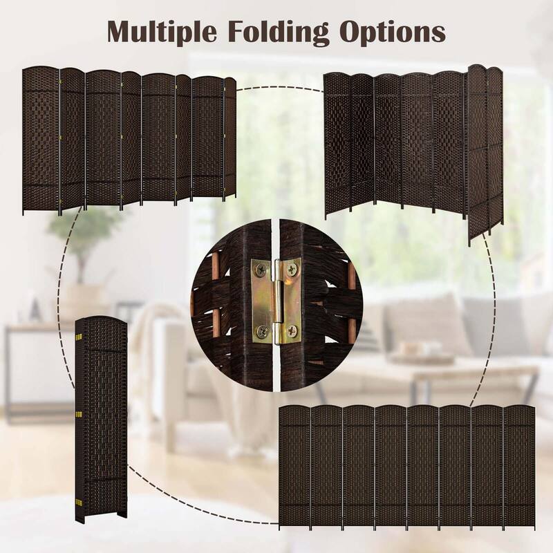 Costway 8-Panel Room Divider 6 FT Tall Folding Privacy Screen with - See Details