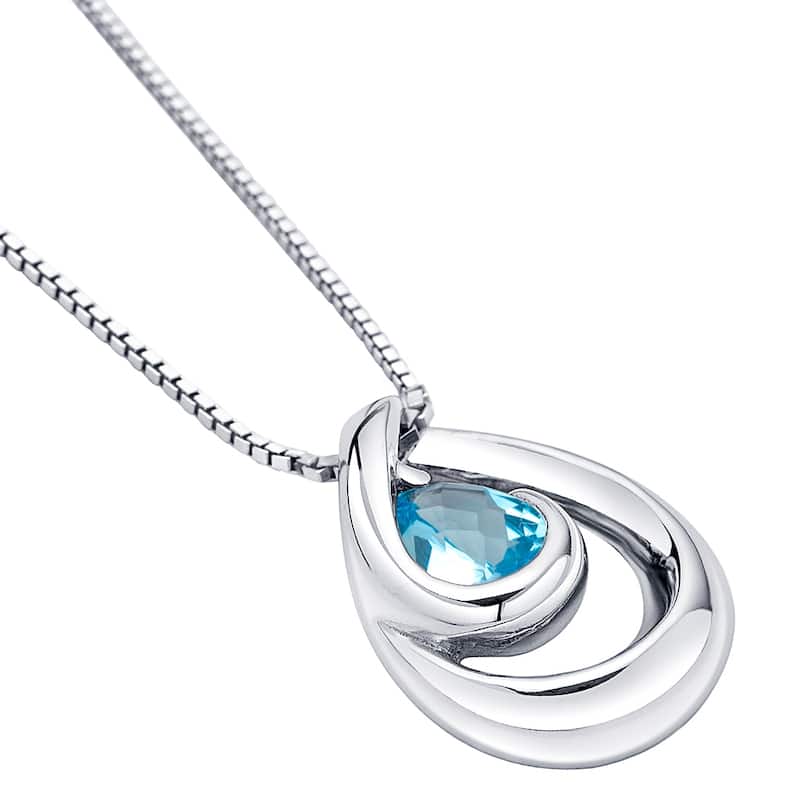 0.75 ct Swiss Blue Topaz Pendant in Sterling Silver