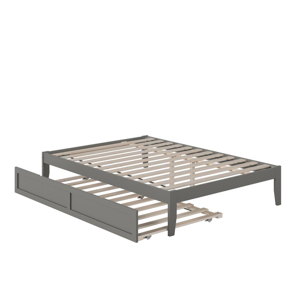 Colorado Full Platform Bed with Twin Trundle in Grey