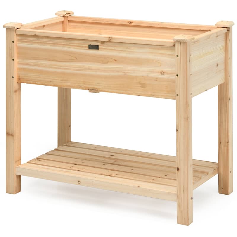 Costway Raised Garden Bed Elevated Wood Planter Box Stand for - 34” X 18” X 30”