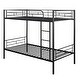 preview thumbnail 8 of 16, Black Twin over Twin Metal Bunk Bed with Fence & Ladder