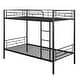 preview thumbnail 8 of 16, Black Twin over Twin Metal Bunk Bed with Fence and Ladder for Kids
