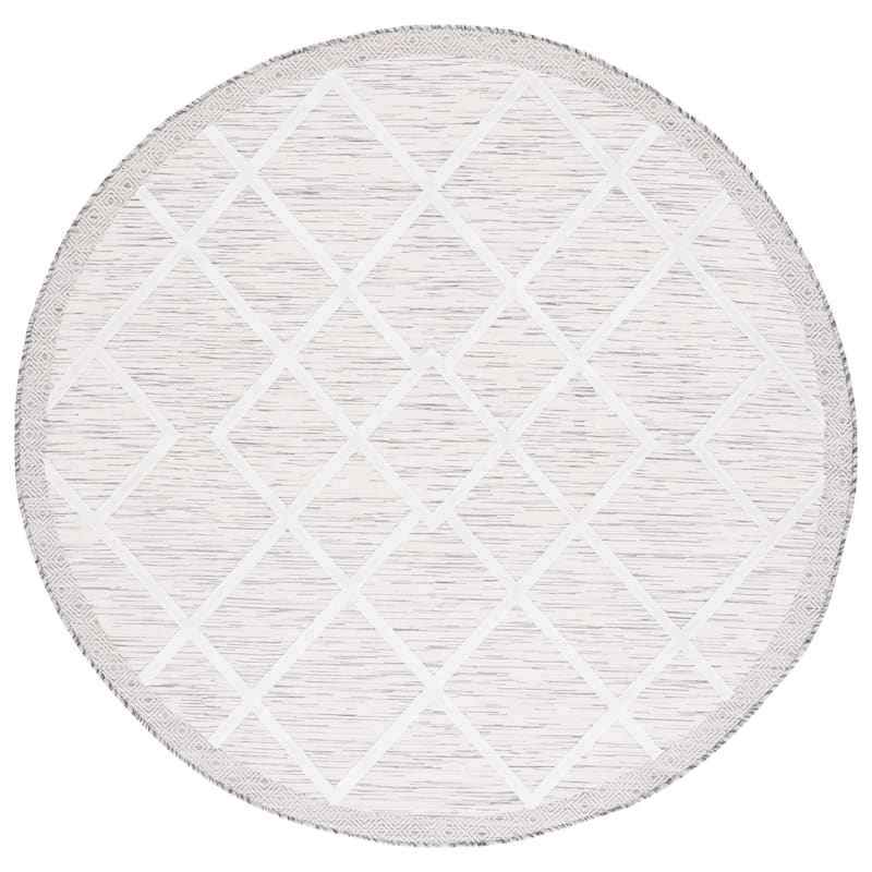 SAFAVIEH Cabana Nilay Trellis Waterproof Patio Backyard Rug - 6'5" Round - Ivory/Grey
