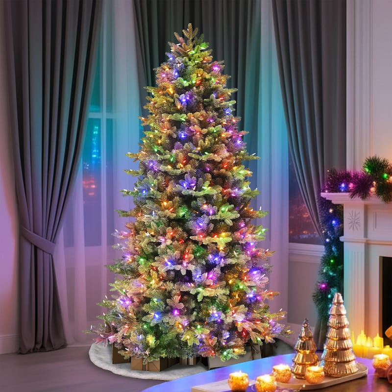 Puleo International 6.5' Pre-Lit Artificial Slim Noble Fir Tree with 600 Dual-Color LED Lights