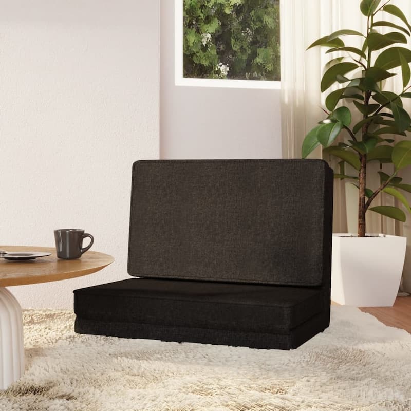 vidaXL Floor Chair Lounge Chaise Lounge Folding Floor Lounger Faux Leather - Black
