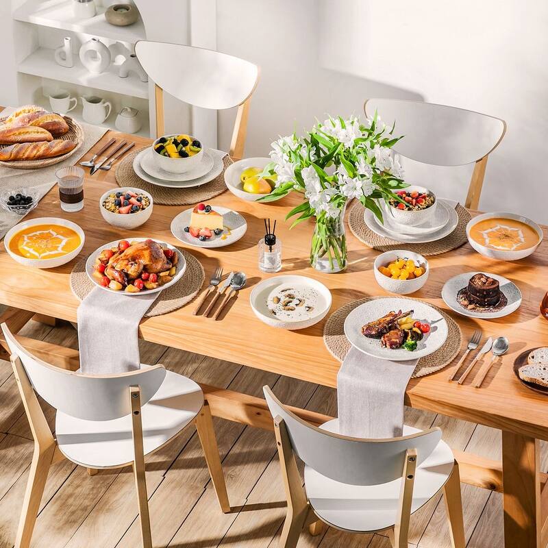 MALACASA LYDIA Embossed Stoneware 16-Piece Dinnerware Set