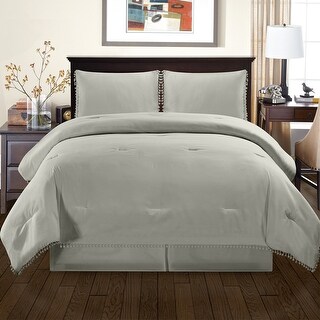 Miranda Haus All Season Down Alternative Pom-Pom Fringe Comforter Set