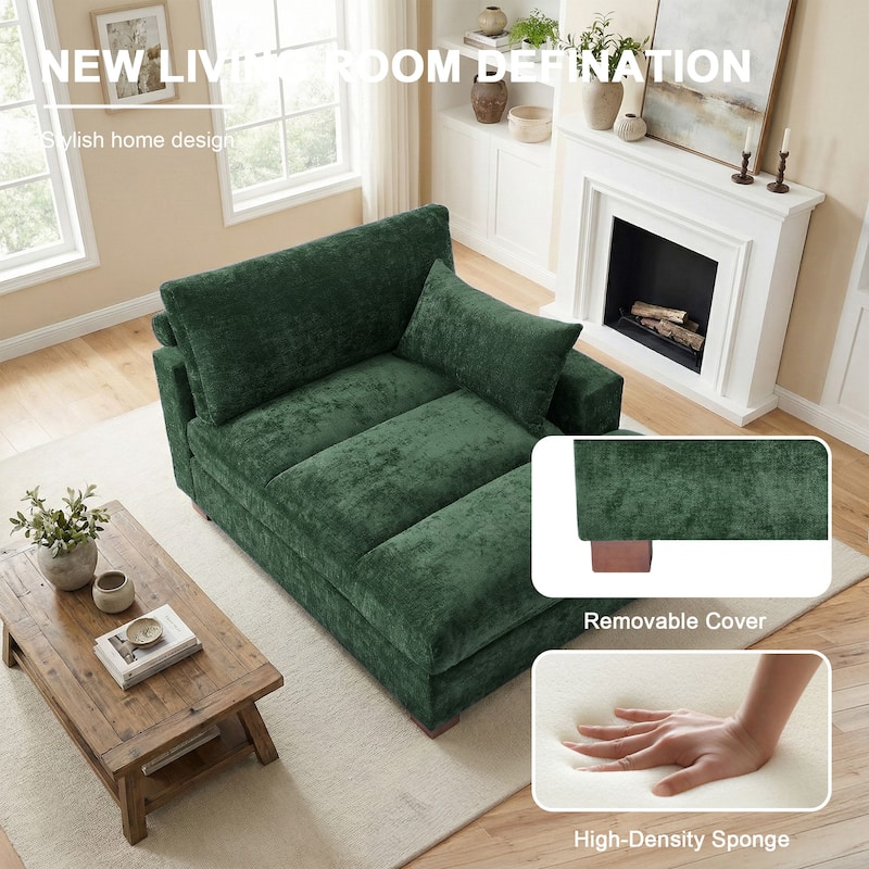 42"W Chenille Upholstered Chaise Lounge