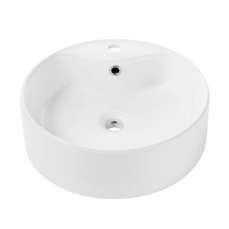 Trocadero Round Vessel Sink With Faucet Mount - 20.5" x 19" 8.3"