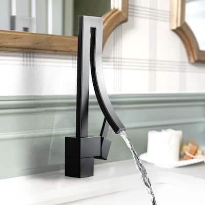 13.58"H Solid Brass Creative Design Bathroom Vessel Sink Faucet with Waterfall Spout