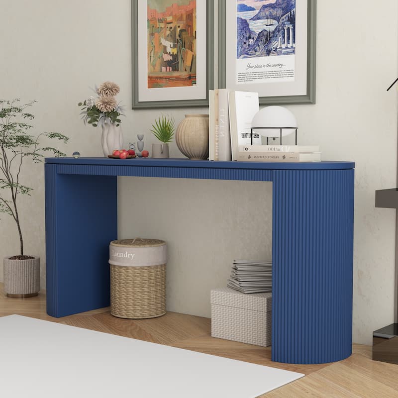 Console Table with Unique Vertical Stripe Design