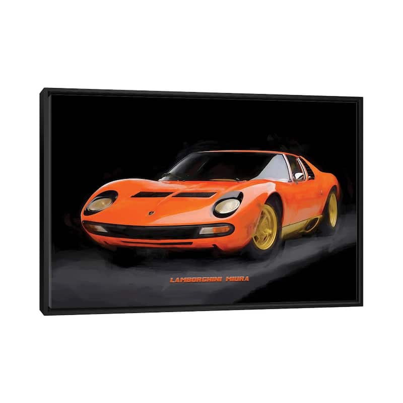 iCanvas "Lamborghini Miura In Watercolor" by Paul Rommer Framed Canvas Print - Black - 32x48
