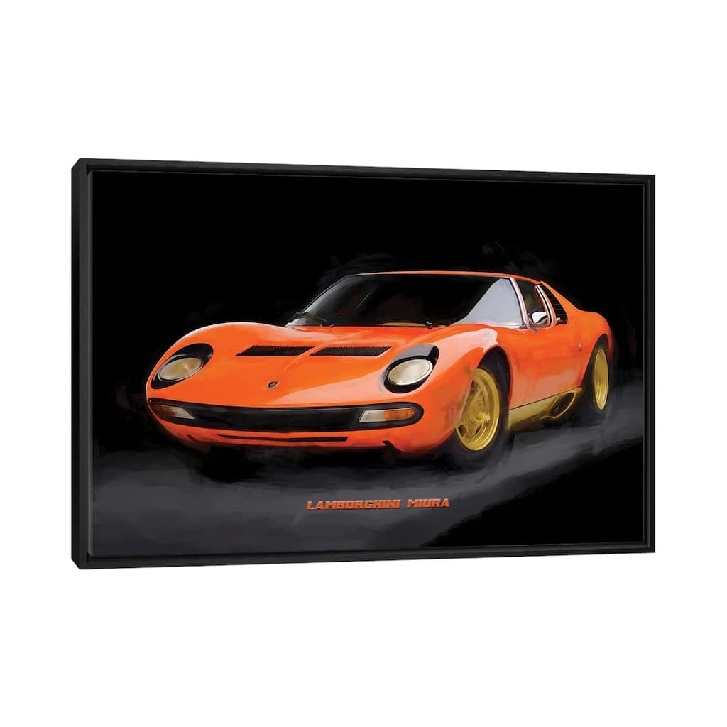 iCanvas "Lamborghini Miura In Watercolor" by Paul Rommer Framed Canvas Print
