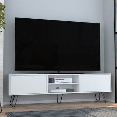 Hairpin Leg TV Stand for 55-Inch TVs, Modern Entertainment Unit with Storage Drawers & Open Shelves, Stylish Media Console