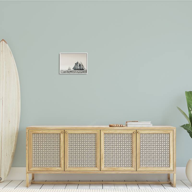 Stupell Grand Ocean Ships Nautical Sailing Scene Muted Photography Framed Wall Art