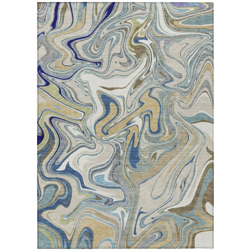 Machine Washable Indoor/ Outdoor Contemproary Fusion Chantille Rug