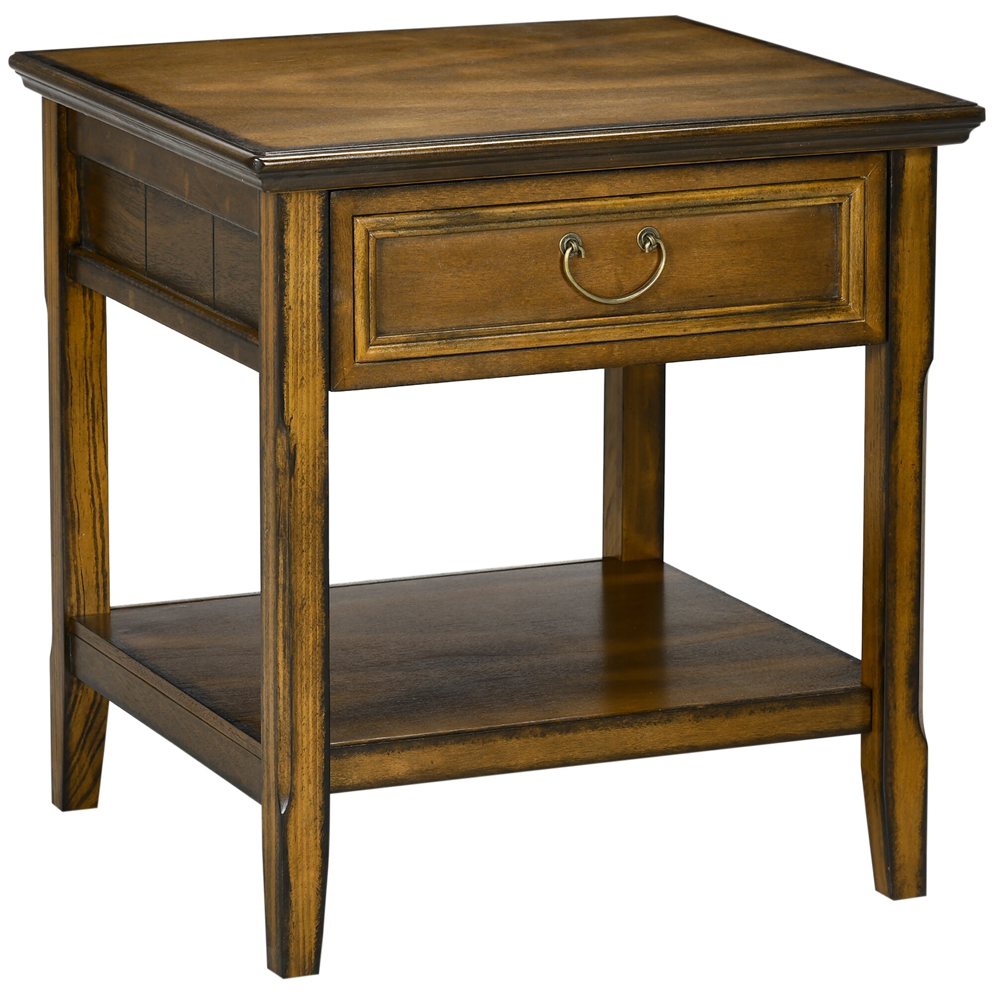 Side Table With Storage, Vintage End Table With Drawer And Open