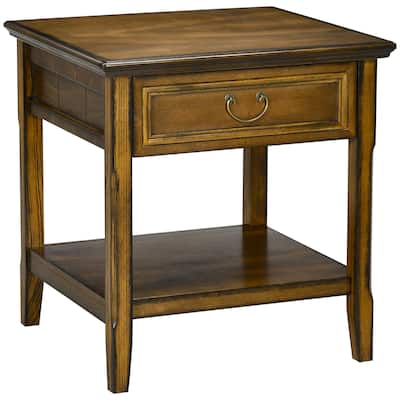 Side Table with Storage, Vintage End Table with Drawer and Open Shelf, Beside Table for Bedroom, Living Room
