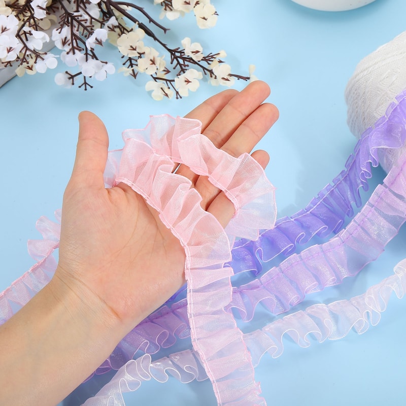 Ruffle Lace Ribbon Trim Pleated Lace Fabric Trim 11 Yard